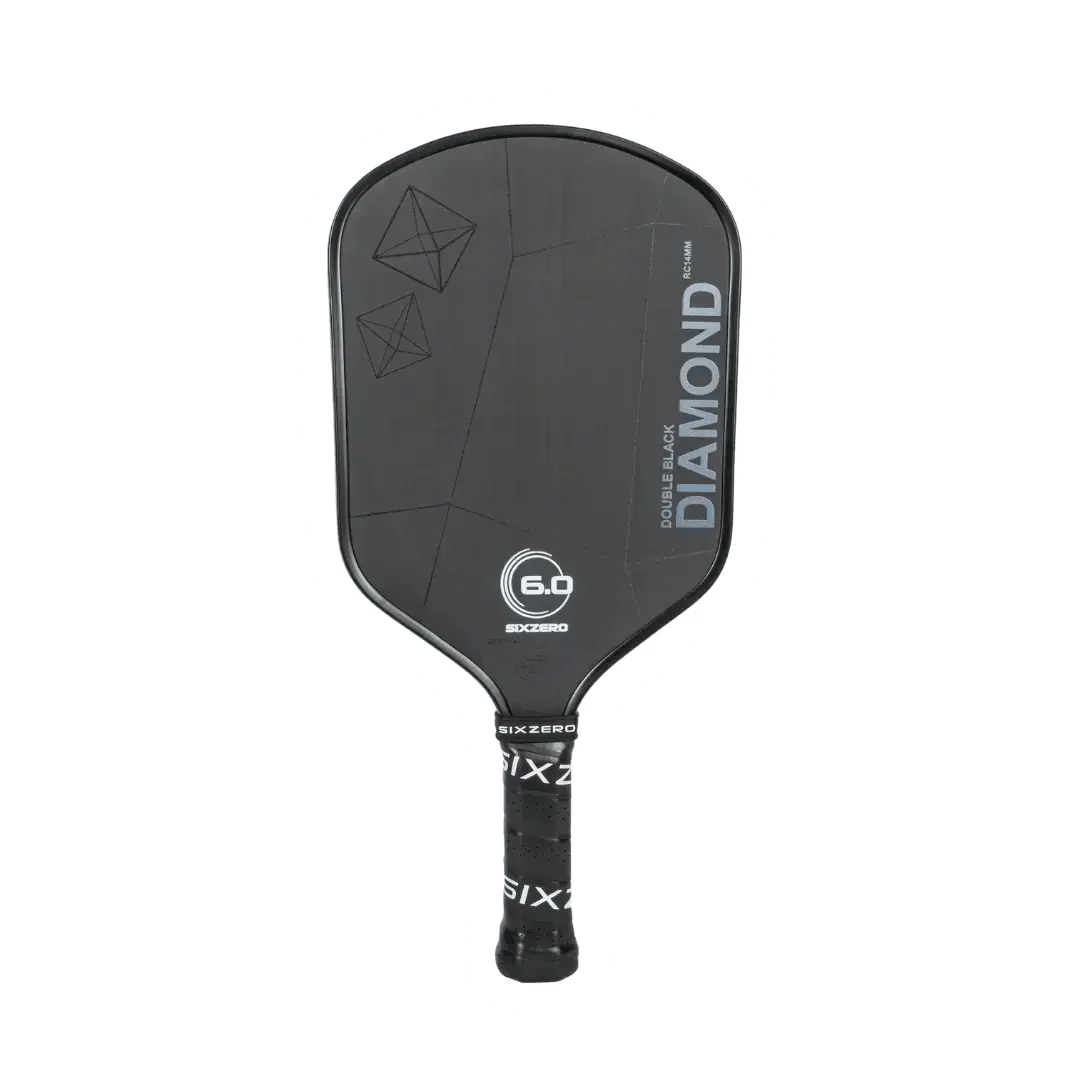 Six Zero Pickleball Paddles Black with white Logo Liteweight / 16mm Six Zero Double Black Diamond Control